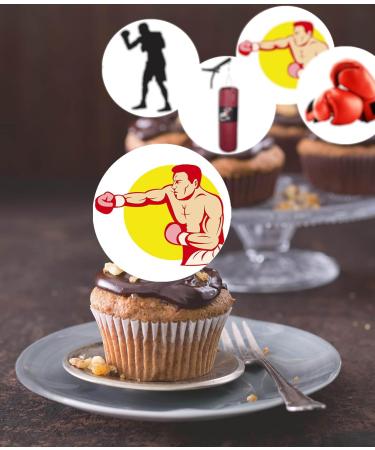 24 x Pre-Cut Boxing 4 Edible Stand up Wafer Paper Cupcake Toppers Cake Decorations Birthday Party Sport Martial Art - Buy Online on SooperMarket.com