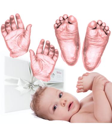 BabyRice Large Baby Hand and Foot Casting Kit Boxed Includes Metallic Paint (Rose Gold)