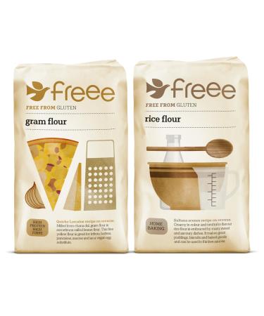 Freee Flour Selection Pack - 1 x Gram Flour 1kg & 1kg x Rice Flour 1kg - Total 2 Packets - Free From Gluten