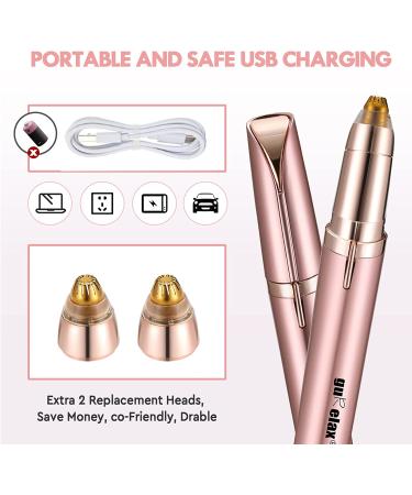 Rechargeable Electric Eyebrow Hair Remover for Women - Painless Hair Removal Razor with 2 Replacement Heads - Buy Online on SooperMarket.com