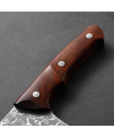 Handmade Drahcenader Damast Hunting & Chef Knife - VG10 Steel Wooden Handle PU Leather Sheath | Outdoor Camping Gear - Buy Online on SooperMarket.com