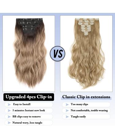 Dark Ash Blonde Clip in Hair Extensions - Long Wavy Full Head - Synthetic Fiber - 4pcs for Women - Buy Online on SooperMarket.com