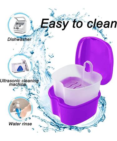Denture Case Orthodontic Dental Retainer Box False Teeth Storage Container Dentures Container with Filter for Home & Travel Purple - Buy Online on SooperMarket.com