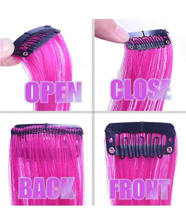 12 Pcs Colored Hair Extensions Colorful Clip in Hair Extensions 22 inch Synthetic Straight Hair Extensions for Kids Girls Women Red series - Buy Online on SooperMarket.com