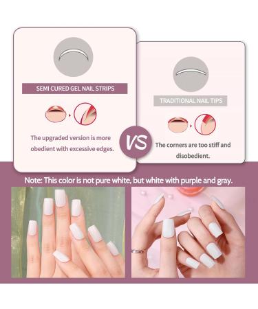 Beautfave Grey White Gel Nail Strips 16Pcs - Waterproof Adhesive Nail Wraps with File - UV/LED Lamp Required - Buy Online on SooperMarket.com