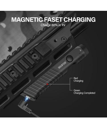 Solofish 1450 Lumens MLOK Mount Tactical Flashlight with Green Laser Sight | Magnetic Rechargeable Laser Light Combo for M-Lok Rail - Buy Online on SooperMarket.com