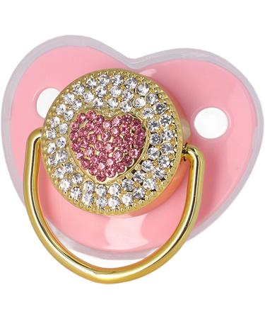 Heart-Shaped Baby Pacifier Set Soft Silicone Pacifiers for Newborns & Toddlers (M Pink) | Comfortable & Safe for Your Baby - Buy Online on SooperMarket.com