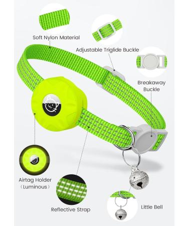 Buy Luminous Yellow Airtag Cat Neck Band | Reflective Kitten Collar with Bell | Light Tracker for Young Cats - Buy Online on SooperMarket.com