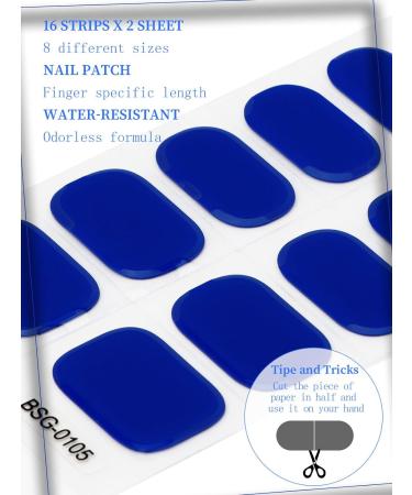 Kalolary 32PCS Cured Gel Nail Polish Strips Adhesive Full Wrap Gel Nail Art Sticker Waterproof Gel Nail Wrap Stickers with Nail File and Stick(UV/LED Lamp Required) (Ultramarine Blue) - Buy Online on SooperMarket.com