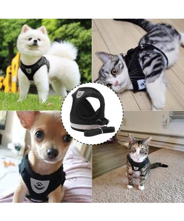 DKDDSSS Cat Harness and Lead Set Soft Mesh Harness for Outdoor Adjustable Reflective Strips Vest Harnesses Escape Proof Cat Kitten Walking Vest with Collar for Medium Cats Pets (M Black) - Buy Online on SooperMarket.com