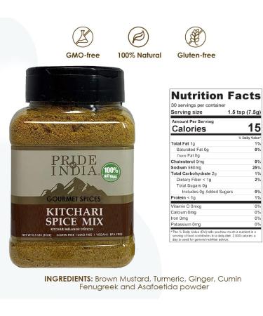 Pride of India Kitchari Spice Seasoning | Authentic Indian Spices for Health Cleanse & Diet | Easy to Use | 8 oz Medium Dual Sifter Jar - Buy Online on SooperMarket.com
