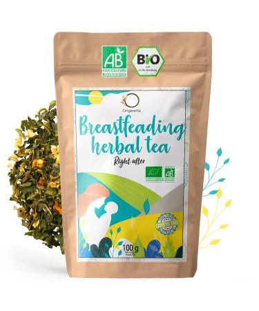 ORIGEENS ORGANIC BREAST FEEDING BABY TEA 100g | Organic Breastfeeding Tea and Digestion | Hot/Iced tea | Herbal lactation tea with Fenugreek seeds Ginger Turmeric & Lemon Nettle Moringa Breast Feeding tea