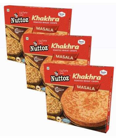 Nuttoz MASALA Khakhra ROASTED WHEAT CRISPS 180g (PACK OF 3) 180.00 g (Pack of 3)