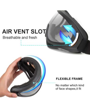 LJDJ Motorcycle Goggles Set of 2 - Anti-UV Dirt Bike ATV Motocross Protective Glasses for Men Women Kids - Adjustable Offroad Tactical Combat Goggles in Black with Clear Lens - Buy Online on SooperMarket.com