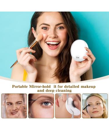 3.5 Inch Round 10X & 20X Magnifying Mirror for Makeup, Eyebrow Tweezing, Blackhead Removal - Includes 2 Suction Cups and Scissors (White) - Buy Online on SooperMarket.com