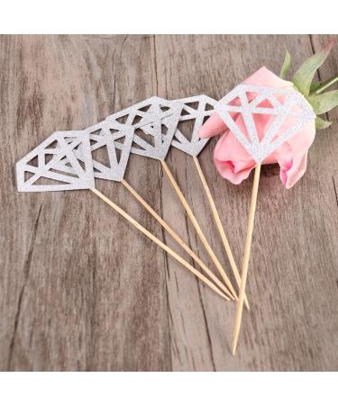 Vaguelly 50pcs Diamond Dessert Topper Happy Wedding Diamond Birthday Cake Picks Wedding Decoration Fruit Cake Decorations for Home Fruitcakes Wedding D cor Anniversary Toothpick Flash Baby Silver medium - Buy Online on SooperMarket.com
