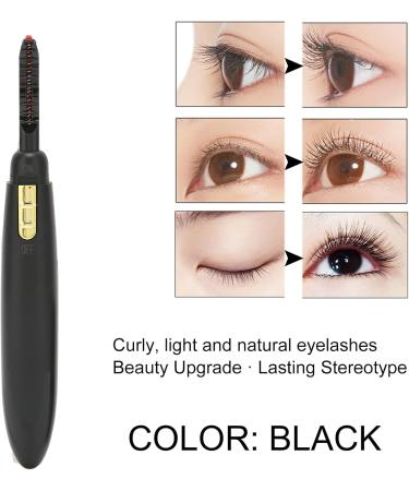 Professional Quick Heating Long Lasting Eyelash Curling Tool with Comb Heated Eyelash Curler for Women Battery Powered Electric Eye Lashes Curler for Make Up(Black) - Buy Online on SooperMarket.com
