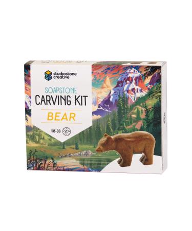 STUDIOSTONE CREATIVE Bear Soapstone Sculpture Stone Carving DIY Arts Crafts Kit Kids Adults