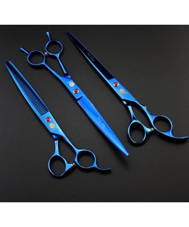 8 inch Purple Dragon 3 in 1 Professional Pet Grooming Thinning Scissors - Upward Curved Shears - Dog Hair Cutting Scissor in Blue - Buy Online on SooperMarket.com