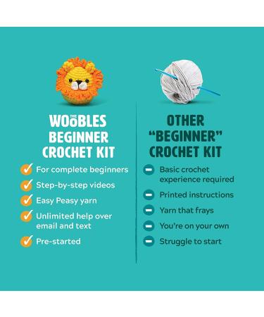 Woobles Beginners Crochet Kit with Easy Peasy Yarn - Step-by-Step Video Tutorials - Fred The Dinosaur - Buy Online on SooperMarket.com