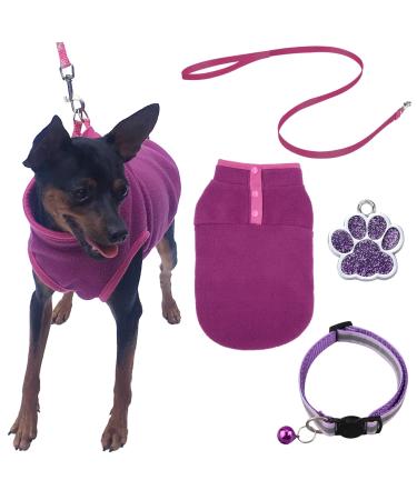 DKDDSSS Small Dog Sweater Dog Harness Collars Harnesses & Leads for Dogs Warm Puppy Cat Clothes Chihuahua Clothes for Small Breed Dogs Yorkie Chihuahua (S Purple)
