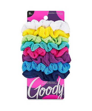 Goody Women's Hair Ouchless Jersey Variety Scrunchies, 8 Count 8 Count (Pack of 1) Multi