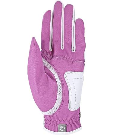 Zero Friction Ladies Compression-Fit Synthetic Golf Glove 2 Pack Includes free tee pack Universal-Fit - White-Lavender - Buy Online on SooperMarket.com