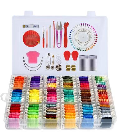 Embroidery Floss Cross Stitch Threads String Kits with Organizer Storage Box Included 108pcs Colorful Friendship Bracelets Floss with Number Stickers&Floss Bobbins &110 Pcs Cross Stitch Tool Kits kit1
