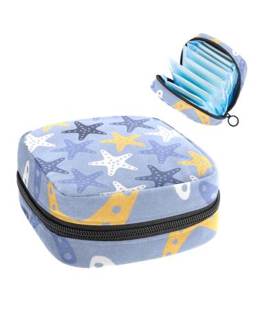 Starfish Pattern Sanitary Napkin Storage Bag Feminine Menstrual Cup Pouches Nursing Pad Holder Tampon Bags Portable Period Bag for Women Teen Girls 1Pcs Multi-colored 4