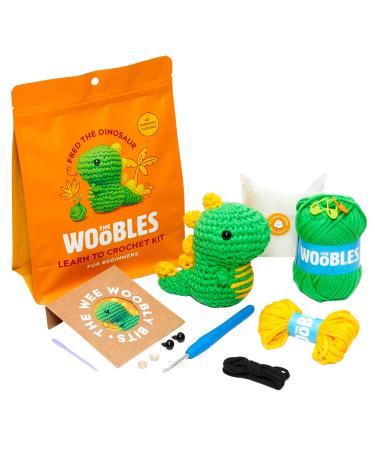 The Woobles Beginners Crochet Kit with Easy Peasy Yarn as seen on Shark Tank - Crochet Kit for Beginners with Step-by-Step Video Tutorials - Fred The Dinosaur