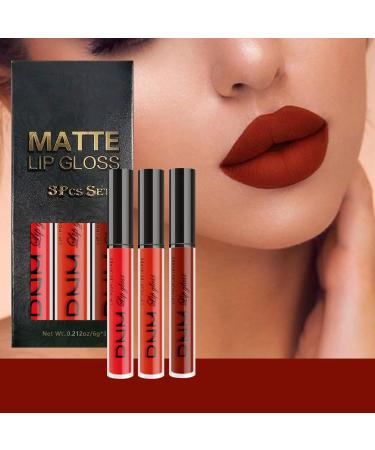 3Pcs Matte Lip Gloss Set Matte Liquid Lipstick Set Lip Stain Long-Lasting Waterproof Lipgloss Makeup Gift Lipsticks Set Vibrant Lips Set (05) #05 - Buy Online on SooperMarket.com