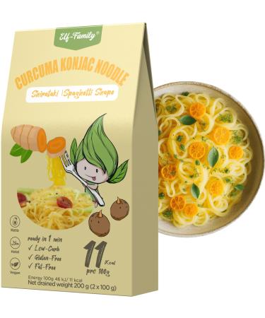 Elf family Shirataki noodles with turmeric |Superfood - 11kcal |97% fewer calories |Low carb/keto/instant konjak noodles/vegan/gluten -free (270g x6 box (12 pack)))