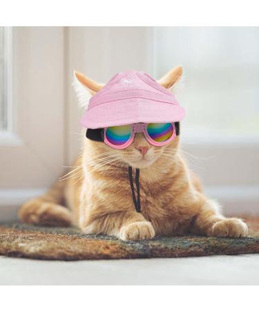 WEBEEDY 2 Sets Dog Hat and Sunglasses Set Summer Sunbonnet Adjustable Stripe Baseball Cap Pet Puppy Sunglasses for Outdoor Use - Buy Online on SooperMarket.com