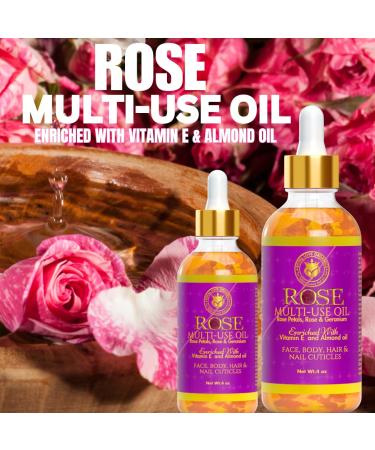 Rose Multi-Use Oil Organic Face Body Hair & Nail Cuticle Oil with Vitamin E | 4 oz - Buy Online on SooperMarket.com