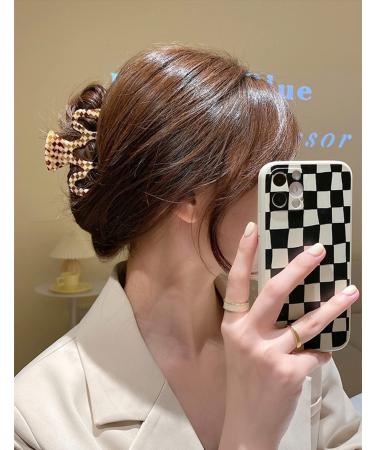 Large Tortoise Shell Claw Clips 3.5 Inch - Checkered French Design Hair Jaw Clamp for Women - 2 Pack - Buy Online on SooperMarket.com