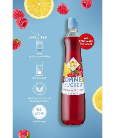 Yo Syrup Raspberry Lemon - Sugar-Free 2 Calories per 100ml Vegan - 6 x 700ml (Makes 6 Liters) - Order Online! - Buy Online on SooperMarket.com