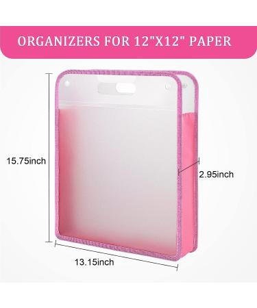 Caydo Pink Scrapbook Paper Storage Organizer for 12x12 Sheets with Transparent Handle - Buy Online on SooperMarket.com