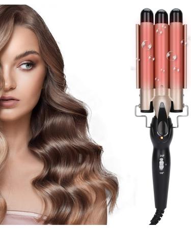 Electric Hair Waver Fast Heating 3 Barrel Curling Iron Wand Adjustable Hair Curler Waver Crimper Hair Styling Tool Hair Curling Wand (Gold 22mm) - Buy Online on SooperMarket.com