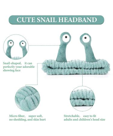 Snail Cartoon Spa Headband | Soft Coral Fleece Wraps for Women | Green Facial Makeup Hair Band - Buy Online on SooperMarket.com
