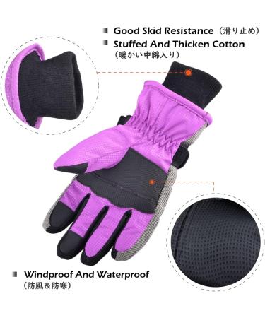 TRIWONDER Children's Ski Gloves - Thermal Fleece Warm Winter Gloves for Boys & Girls A - Purple S (6-7 Years) - Buy Online on SooperMarket.com