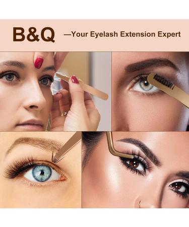 Golden Eyelash Applicator Tool Set - 2pcs Stainless Steel B&Q Lash Applicator for Cluster and False Lashes | Multifunctional Tweezers Included - Buy Online on SooperMarket.com