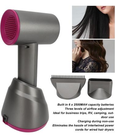 Hair Dryer Cordless Hair Dryer 100-240V Rechargeable Easy Clean Fixed Base for Outdoor Business Trip US Plug 110V - Buy Online on SooperMarket.com