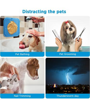 2 Pcs Dog Lick Mat Set with Suction Cups | Slow Feeder Silicone Pad for Dogs and Cats with Spatula - Yellow & Blue - Buy Online on SooperMarket.com