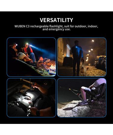 WUBEN C3 Flashlight | 1200 Lumens Rechargeable Tactical LED Flashlight | 6 Modes, IP68 Waterproof, Pocket-Sized EDC Light for Emergency, Rescue, Hunting - Buy Online on SooperMarket.com