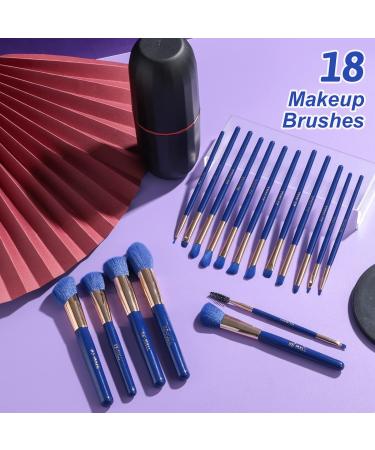 BS-MALL 18 Pcs Makeup Brushes Set with Case - Premium Synthetic Brushes for Foundation, Powder, Concealers, Eye Shadows - Dark Blue - Buy Online on SooperMarket.com