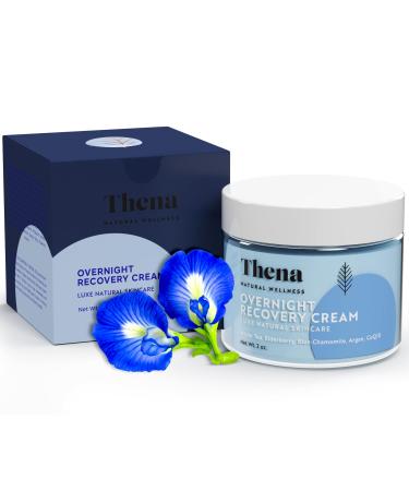 THENA Overnight Recovery Cream Anti Aging Wrinkle Face Cream Natural & Organic Skin Care With Regenerating Collagen Night Face Moisturizer For Women & Men