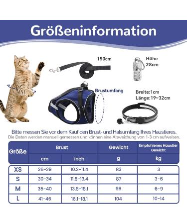 Adjustable Cat Dishes Break-In Set | Soft Inner Lining & Breathable Mesh for Cats & Puppies - Navy Blue (M) | International Shipping Available - Buy Online on SooperMarket.com