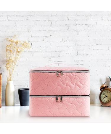 Nail Polish Organizer Case - Holds 42 Bottles, Double-Layer Storage with Adjustable Dividers - Portable Pink Bag for Manicure Tools - Buy Online on SooperMarket.com
