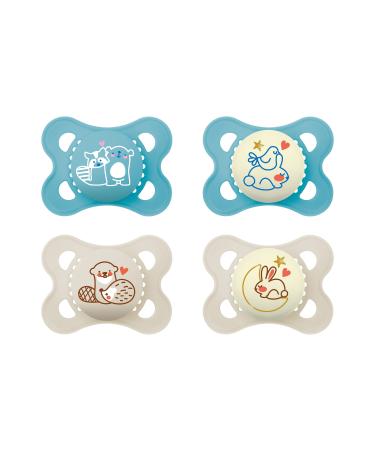 MAM Original Day & Night Schnuller in the 4-Set Baby Schnuller made of sustainable & organic-renewable material sucker from MAM Skinsoft silicone with pacifier box 0-6 months B r/Otter/Hase/Moon Blue/Bear/Hase 0-6/ Silicone / day & night
