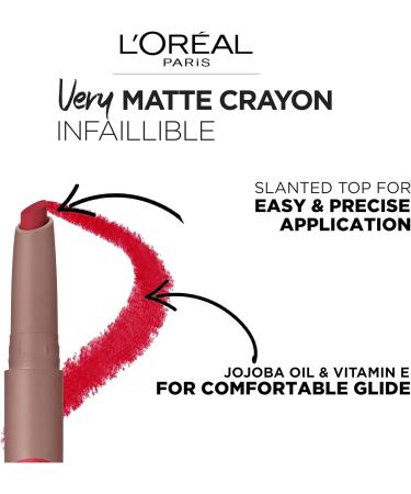 L'Oreal Paris Infallible Very Matte Lip Crayon Lipstick Smudge Proof Nude Lipstick 104 Tres Sweet 1 kg 104 Tres Sweet 1 count (Pack of 1) - Buy Online on SooperMarket.com